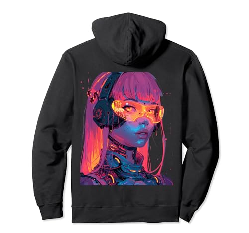 Cyberpunk Girl Backprint Pullover Hoodie von Cyberpunk Geschenke