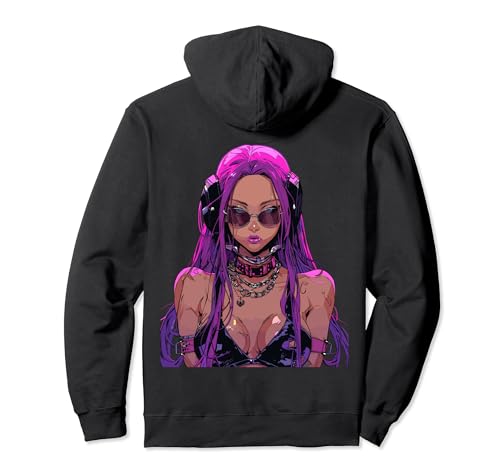 Cyberpunk Girl Backprint Pullover Hoodie von Cyberpunk Geschenke