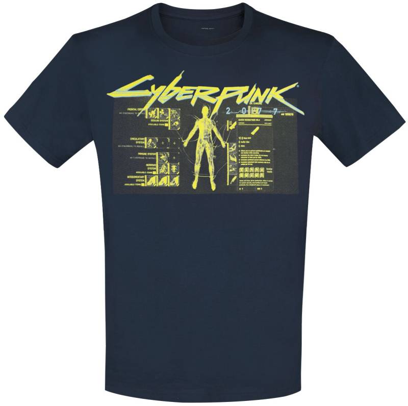 Cyberpunk - Gaming T-Shirt - 2077 - Vitruvian Man - S bis XXL - für Männer - Größe L - navy von Cyberpunk