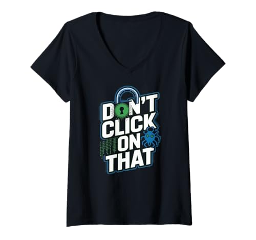Damen Cybersicherheit Klicken Sie Nicht auf Diese Warnung T-Shirt mit V-Ausschnitt Damen Cybersicherheit Klicken Sie Nicht auf Diese Warnung T-Shirt mit V-Ausschnitt von Cybersecurity Awareness Digital Safety Lock