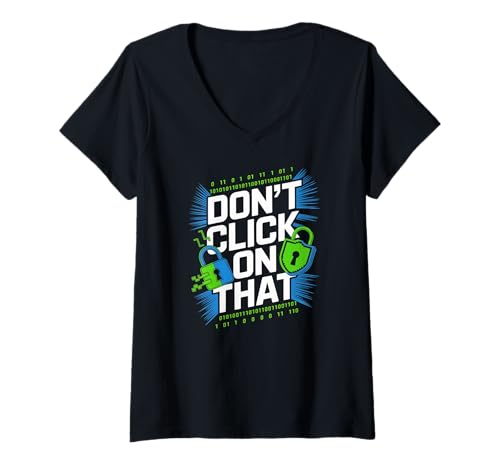 Damen Klicken Sie Nicht auf Diese Cybersicherheits-Vorsicht T-Shirt mit V-Ausschnitt Damen Klicken Sie Nicht auf Diese Cybersicherheits-Vorsicht T-Shirt mit V-Ausschnitt von Cybersecurity Awareness Online Safe Practices