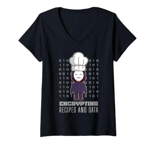 Damen Rezepte verschlüsseln Cyber Security Coder Chef Data Analyst T-Shirt mit V-Ausschnitt von Cybersecurity Cooking Gifts