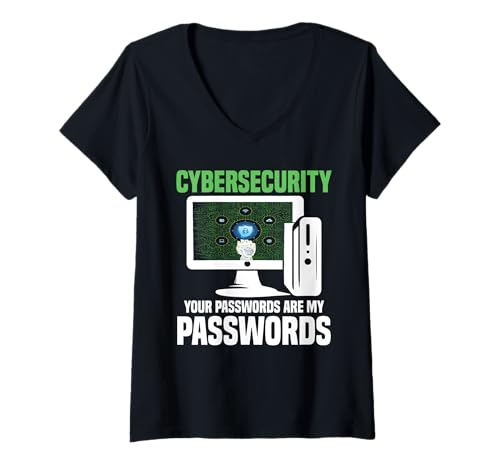 Damen Hacking Programmierer Passwörter Cyber Security Hacker T-Shirt mit V-Ausschnitt Damen Hacking Programmierer Passwörter Cyber Security Hacker T-Shirt mit V-Ausschnitt von Cybersecurity Design For It Tech & Programmer