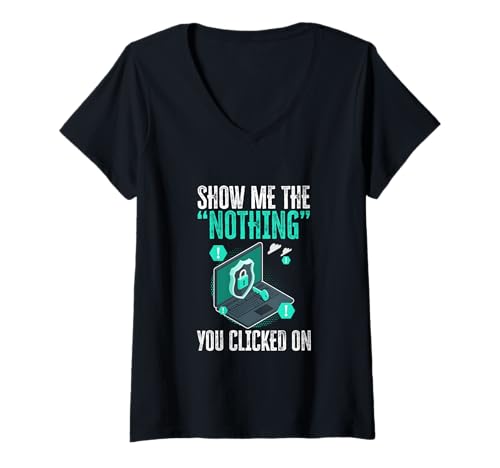Damen Lustiger IT-Support IT-Sicherheitsnetzwerkingenieur für Cybersicherheit T-Shirt mit V-Ausschnitt von Cybersecurity Designs by Fasaza