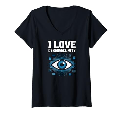Damen Ich liebe Cybersecurity Tech Enthusiast T-Shirt mit V-Ausschnitt Damen Ich liebe Cybersecurity Tech Enthusiast T-Shirt mit V-Ausschnitt von Cybersecurity Enthusiast Designs
