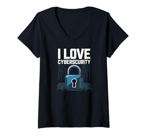 Damen Ich liebe Cybersecurity Digital Lock Enthusiast T-Shirt mit V-Ausschnitt Damen Ich liebe Cybersecurity Digital Lock Enthusiast T-Shirt mit V-Ausschnitt von Cybersecurity Enthusiast Tech Lovers