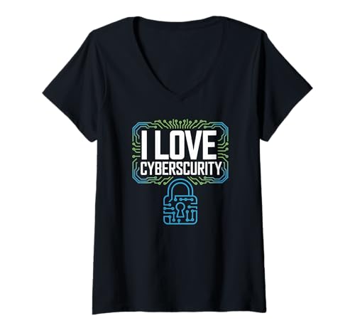 Damen Ich liebe Cybersecurity Tech Circuit T-Shirt mit V-Ausschnitt Damen Ich liebe Cybersecurity Tech Circuit T-Shirt mit V-Ausschnitt von Cybersecurity Enthusiasts Network