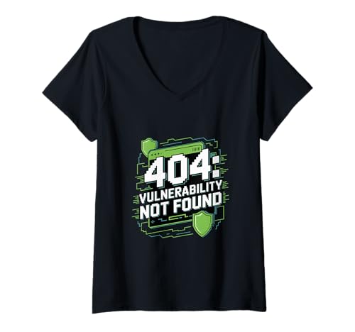Damen Penetrationstest "404: Vulnerabilität nicht gefunden" Computer T-Shirt mit V-Ausschnitt Damen Penetrationstest "404: Vulnerabilität nicht gefunden" Computer T-Shirt mit V-Ausschnitt von Cybersecurity Humor, Digital Geek