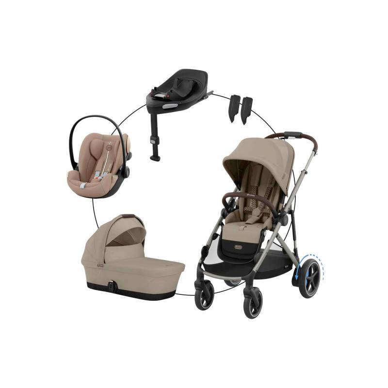 Cybex Gold Kombikinderwagen eGazelle Travel-Set inkl. Babyschale Cloud G und Isofix-Basis Base G von Cybex