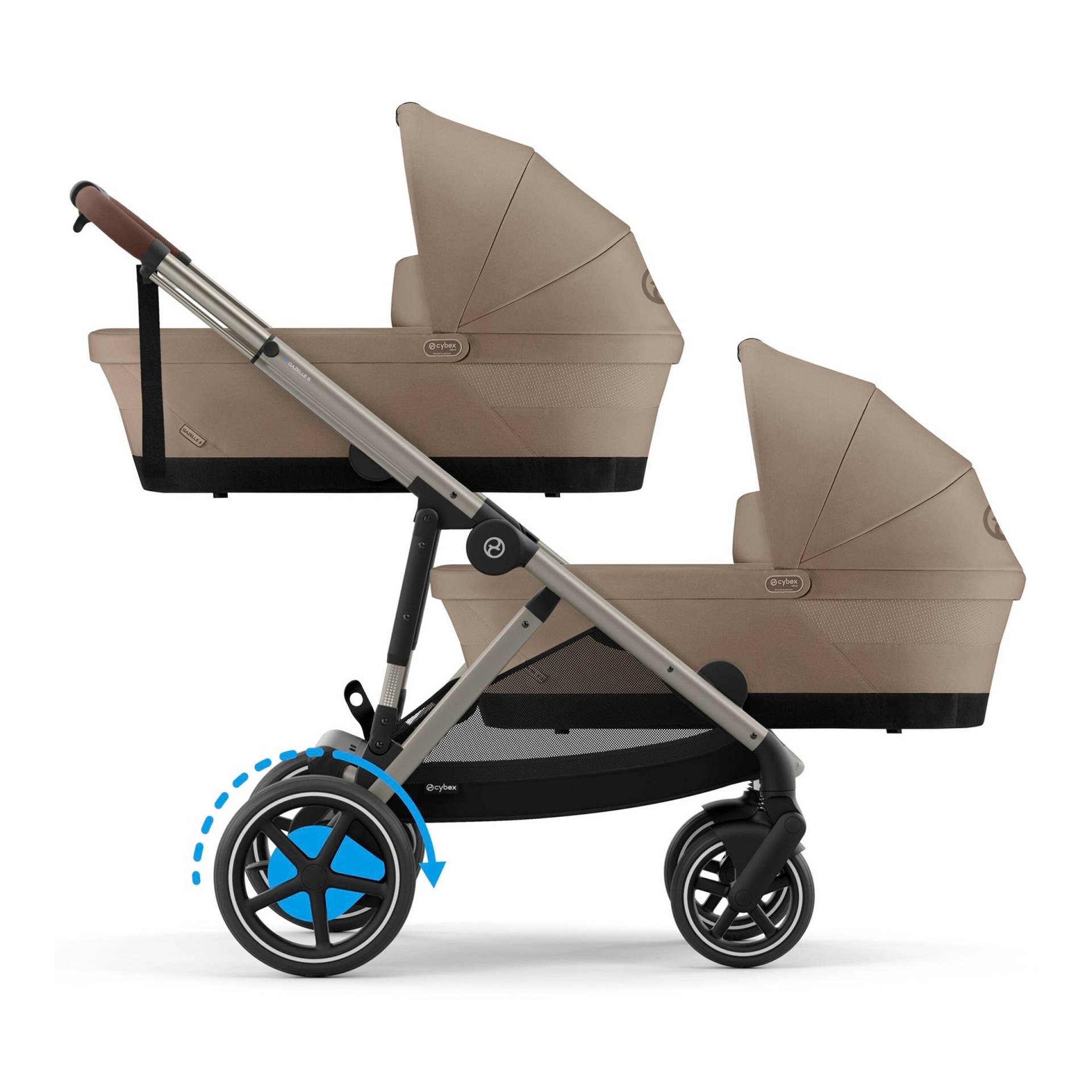 Cybex Gold Zwillings- und Kinderwagen Geschwisterwagen eGazelle S beige von Cybex