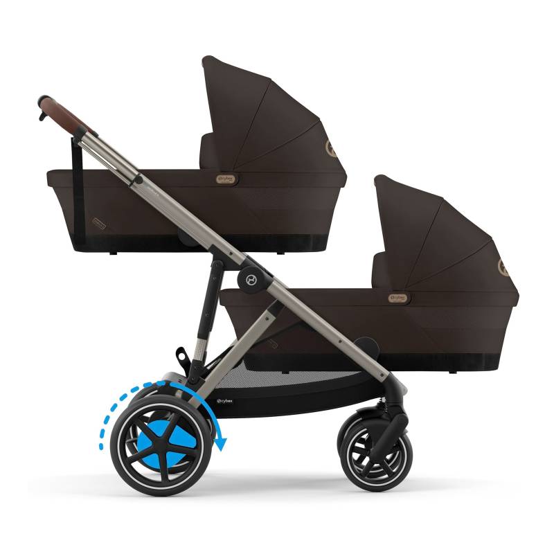 Cybex Gold Zwillings- und Kinderwagen Geschwisterwagen eGazelle S braun von Cybex