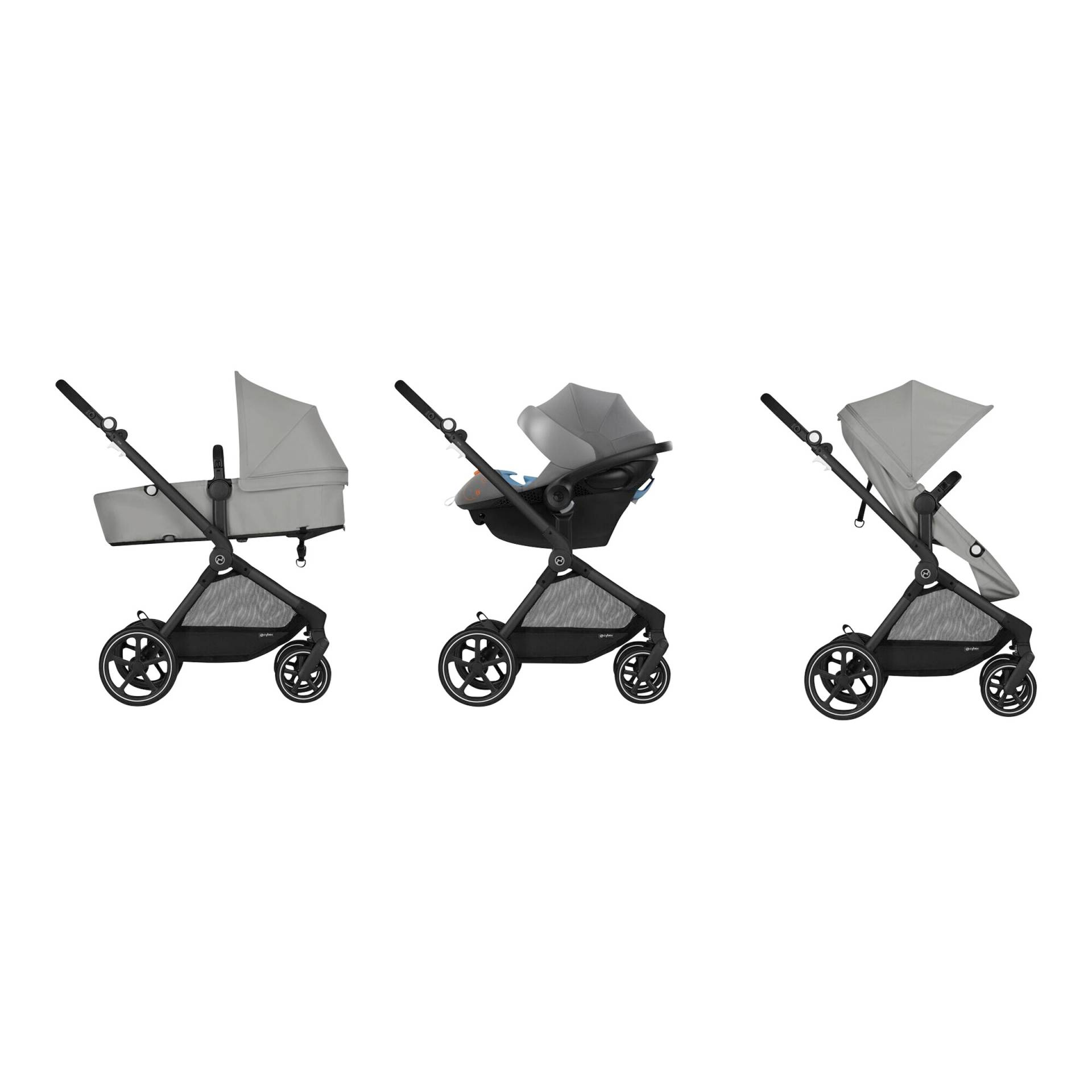 Cybex Kombikinderwagen EOS BASIC Trio-Set inkl. Babyschale Aton B2 grau von Cybex