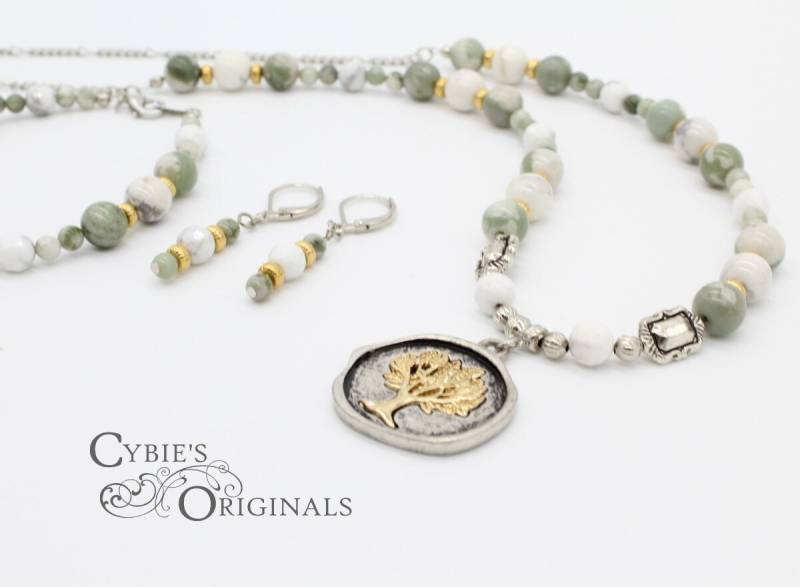 Peace Jaspis Und Howlith 3-Teiliges Set von CybiesOriginals