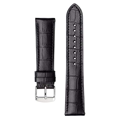 14-22mm Uhrenarmband Leder Klassik Ersatzband für Männer Frauen Black-Black Line, 22mm von Cycat