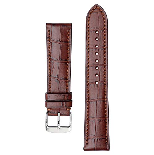 14-22mm Uhrenarmband Leder Klassik Ersatzband für Männer Frauen Brown-Brown-Linie, 20mm von Cycat