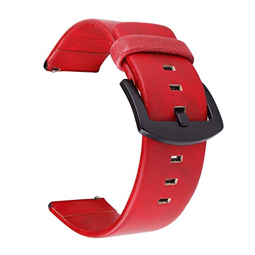 18mm-24mm Retro Lederarmband Klassische Metallschnalle Handgelenkgurt rot, 18mm von Cycat