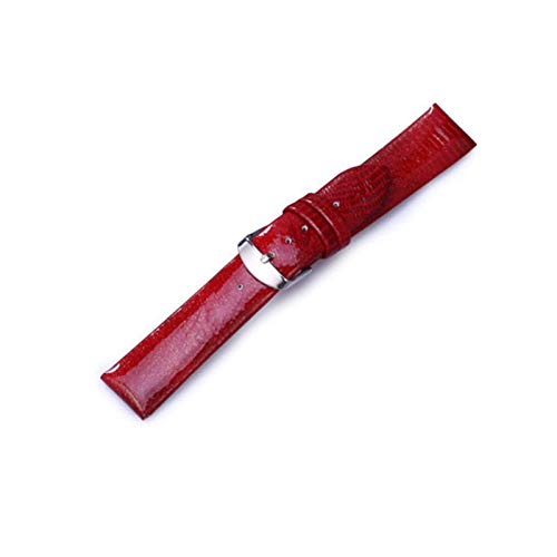 Glossy-Öl-Wachs-Leder-Uhrenarmband 12-22mm Ersatz-Armbanduhr-Bügel-Uhrenarmband rot, 12mm von Cycat
