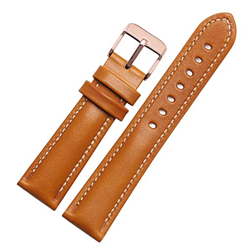 Klassische Plain Weave Uhrenarmband-Bügel 18-22mm Lederband Gelbe Rose Gold, 21mm von Cycat