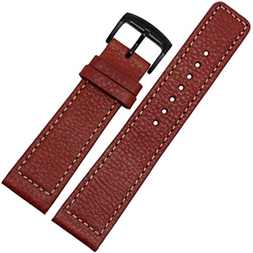 Leder-Armband 22mm Armbanduhr-Band-Uhr-Band-Armband Ersatz Braun Schwarz Buckle, 22mm von Cycat
