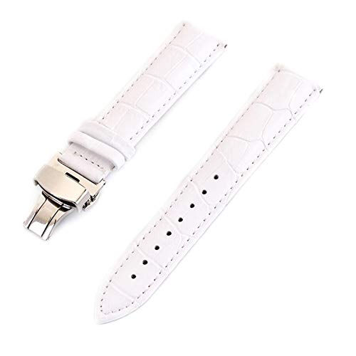 Leder Uhrenarmbänder 12-24mm Faltschließe Stahl Schliesse Armband Handgelenkgurt Weiß, 13mm von Cycat
