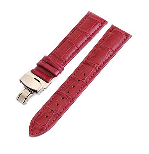 Leder Uhrenarmbänder 12-24mm Schmetterlings-Schnallen-Band-Stahlwölbungs-Bügel-Handgelenk-Gürtel Lila, 13mm von Cycat