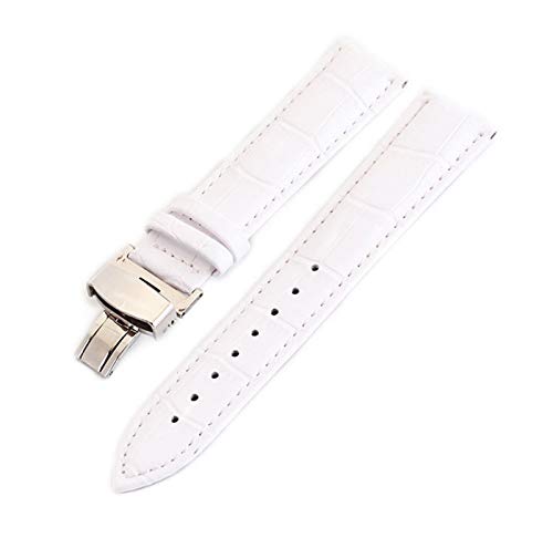 Leder Uhrenarmbänder 12-24mm Schmetterlings-Schnallen-Band-Stahlwölbungs-Bügel-Handgelenk-Gürtel Weiß, 12mm von Cycat