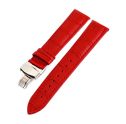 Leder Uhrenarmbänder 12-24mm Schmetterlings-Schnallen-Band-Stahlwölbungs-Bügel-Handgelenk-Gürtel rot, 12mm von Cycat