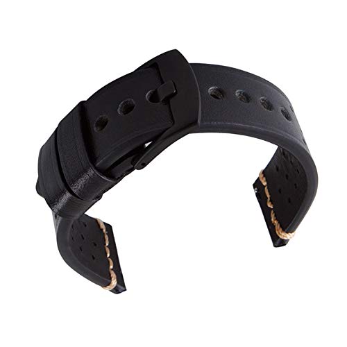 Leder Uhrenarmbänder 18-24Mm Retro Lederarmband Uhrenarmband Schwarz, 24mm von Cycat