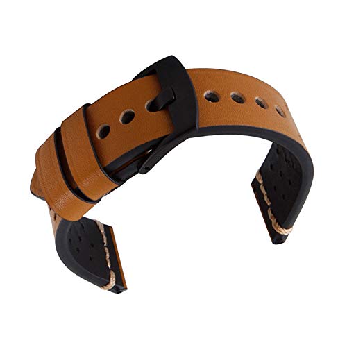 Leder Uhrenarmbänder 18-24mm Retro Kalbsleder-Uhrenarmband-Uhrenarmband Gelb Braun, 20mm von Cycat