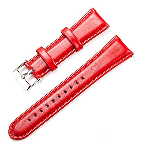Leder Uhrenarmbänder 18mm/20mm/22mm/24mm Doppelseitiges Leder-Uhrenarmband rot, 20mm von Cycat