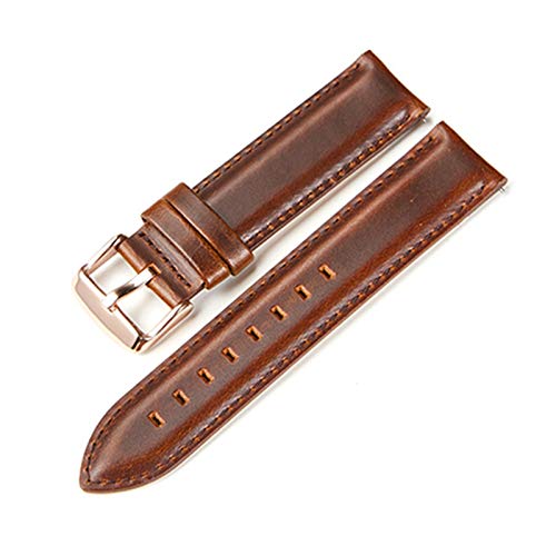 Leder Uhrenarmbänder 20mm/22mm Schnellspann-Frühlings-Stab-Uhrenarmband Brown Rose Buckle, 20mm von Cycat