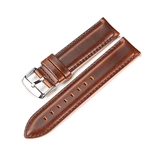 Leder Uhrenarmbänder 20mm/22mm Schnellspann-Frühlings-Stab-Uhrenarmband Brown Silver Buckle, 20mm von Cycat