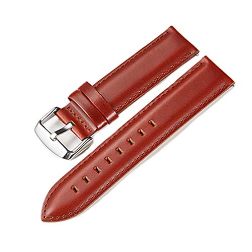 Leder Uhrenarmbänder 20mm/22mm Schnellspann-Frühlings-Stab-Uhrenarmband Red Silver Buckle, 22mm von Cycat