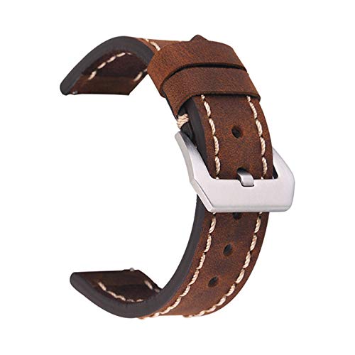 Leder Uhrenarmbänder mit Edelstahl-Wölbung 20-24Mm Männer Frauen Uhren Zubehör Braun, 20mm von Cycat