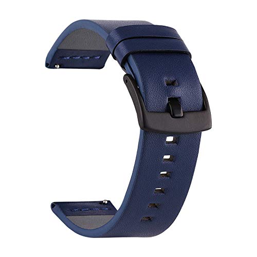 Leder Uhrenarmband-Bügel 18/20/22/24mm Weinlese-Leder-Uhrenarmband Schwarz Buckle Blau, 24mm von Cycat