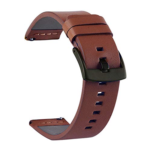 Leder Uhrenarmband-Bügel 18/20/22/24mm Weinlese-Leder-Uhrenarmband Schwarz Schnalle Braun, 22mm von Cycat