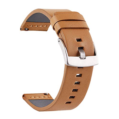 Leder Uhrenarmband-Bügel 18/20/22/24mm Weinlese-Leder-Uhrenarmband Silber-Hellbraun, 20mm von Cycat