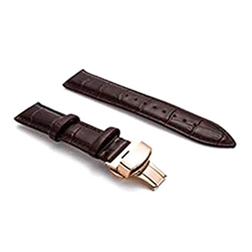 Cycat Leder Uhrenarmband-Bügel 18-24mm Schnellspanner Lederarmbänder Brown Rose Gold, 18mm von Cycat