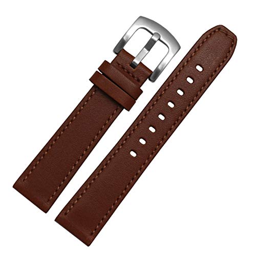Leder-Uhrenarmband-Quick Release Leder Uhrenarmbänder Brown Silver Buckle, 18mm von Cycat