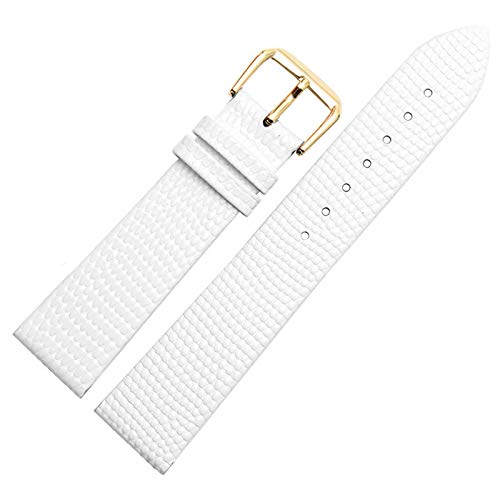 Lederarmband 12.10/14/16/18/20mm dünne Damen-Bügel einfache stilvolle Armbanduhren Band White Gold Buckle, 14mm von Cycat