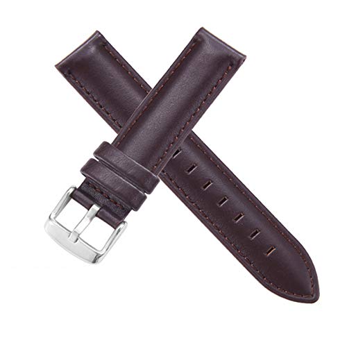 Lederarmband 13-20mm Classic Leder Ersatz-Uhrenarmband Kaffee Silber, 24mm von Cycat