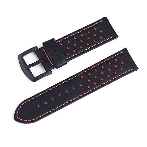 Lederarmband 18-24Mm Quick Release Leder Uhrenarmbänder schwarz orange, 24mm von Cycat