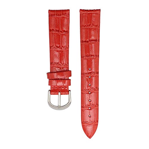 Lederarmband 18mm/20mm/22mm Leichte Leder-Uhrenarmband Red Silver Buckle, 20mm von Cycat