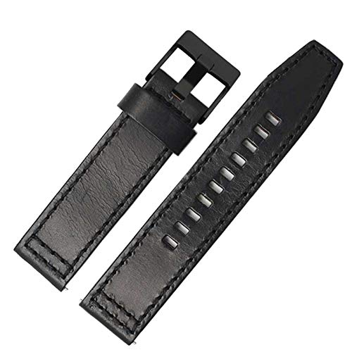 Lederarmband 22mm/24mm Retro Quick Release Uhrenarmband Leder Schwarz Schwarz Schließe, 22mm von Cycat