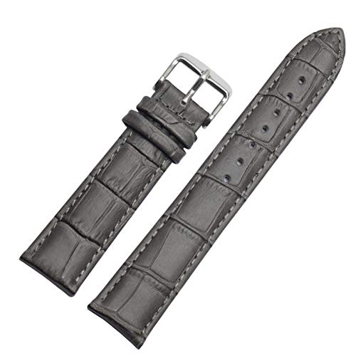 Lederarmband Bambusuhrenarmband für Männer oder Frauen Armband 18mm/20mm/22mm Uhrenarmband Grau Silber Buckle, 20mm von Cycat