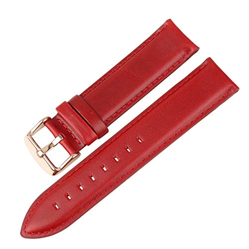 Lederarmband mit Haken 16-20mm Ersatz-Uhrenarmband Red-Rg, 12mm von Cycat