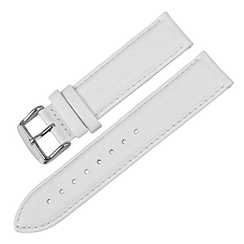 Lederarmband mit Haken 16-20mm Ersatz-Uhrenarmband Weißsilber, 20mm von Cycat