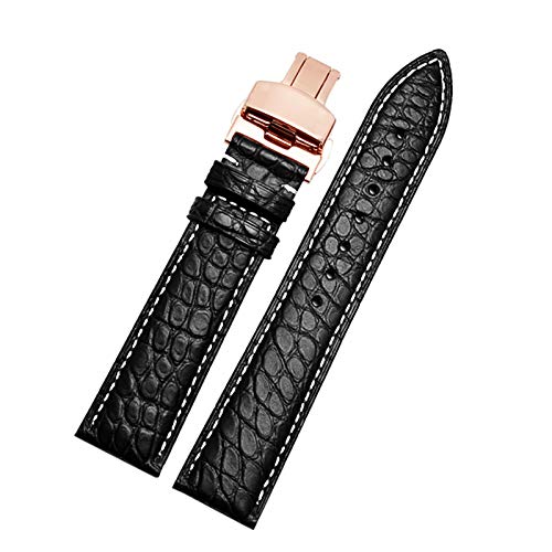 Lederband 12/13/14/15/16/17/18/19/20/21/22/23/24mm Straps mit Faltschließe Schwarz Weiß Rg, 13mm von Cycat