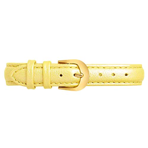 Lederband 14-20mm Quick Release Leder Uhrenarmbänder Gelb-Goldschließe, 16mm von Cycat