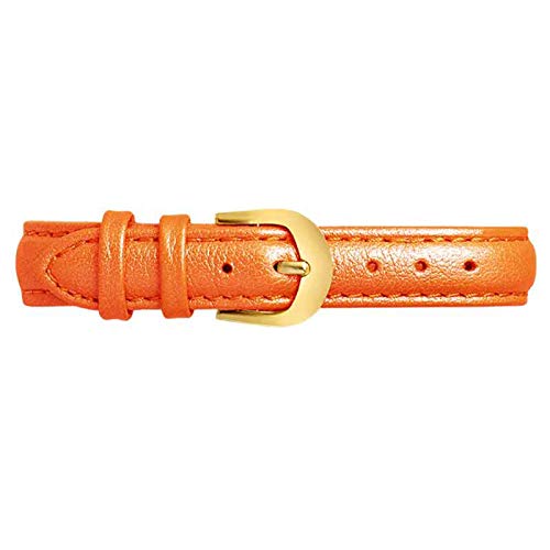 Lederband 14-20mm Quick Release Leder Uhrenarmbänder Orange-Gold-Schließe, 18mm von Cycat